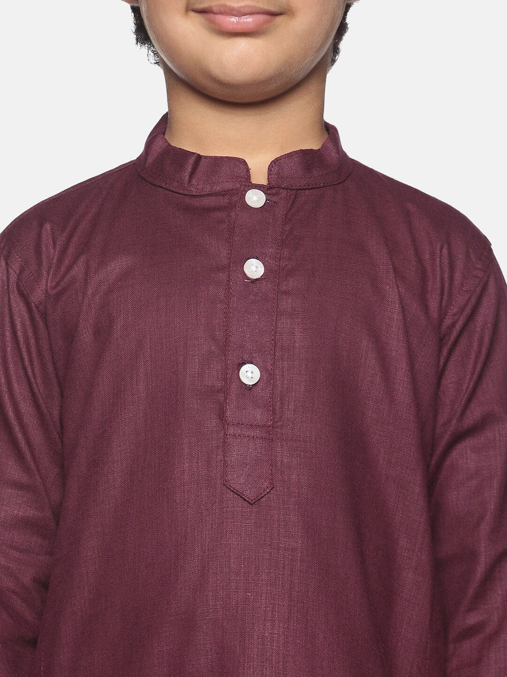 Sethukrishna Boys Maroon Pure Cotton Kurta with Pyjamas | Grocsy