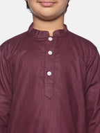 Sethukrishna Boys Maroon Pure Cotton Kurta with Pyjamas | Grocsy