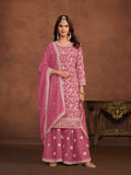 Anaita Pink Embroidered Faux Georgette Salwar Suit | Grocsy