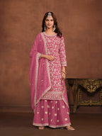 Anaita Pink Embroidered Faux Georgette Salwar Suit | Grocsy