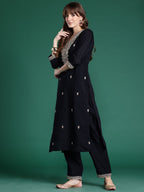 Indo Era Ethnic Motifs Embroidered Sequinned Kurta With Trousers & Dupatta | Grocsy