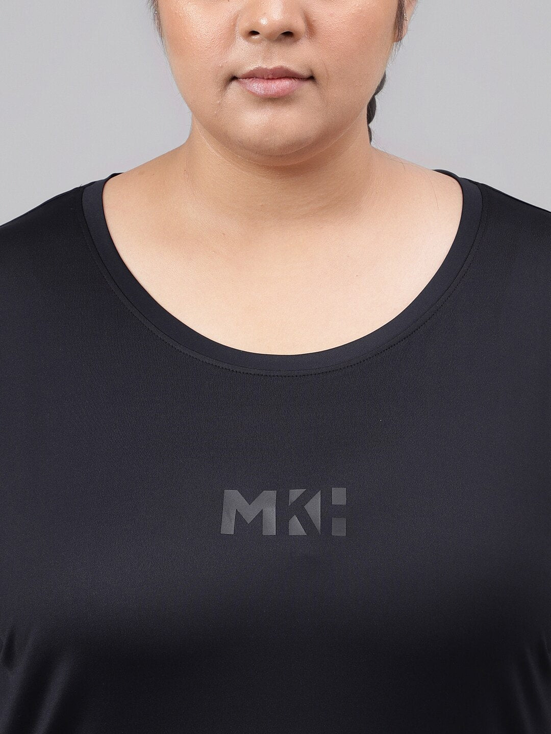 MKH Plus Size Drop Shoulder Sleeves Relaxed Fit Dri-FIT Sports T-shirt | Grocsy