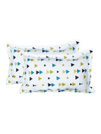 Story@home Ventura Teal & Black Geometric 152 TC Cotton Queen Bedsheet & 2 Pillow Covers | Grocsy