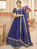 Tulsi Art Wondrous Blue Digital Printed Organza Engagement Wear Lehenga Choli | Grocsy