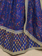 Tulsi Art Wondrous Blue Digital Printed Organza Engagement Wear Lehenga Choli | Grocsy