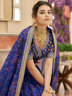 Tulsi Art Wondrous Blue Digital Printed Organza Engagement Wear Lehenga Choli | Grocsy
