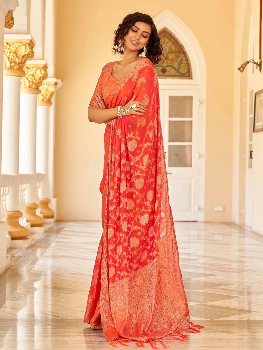 Tikhi Imli Ethnic Motifs Zari Art Silk Saree | Grocsy