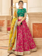 Tulsi Art Fascinating Pink Sequins Work Art Silk Lehenga Choli With Dupatta | Grocsy