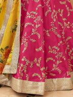 Tulsi Art Fascinating Pink Sequins Work Art Silk Lehenga Choli With Dupatta | Grocsy