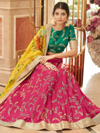 Tulsi Art Fascinating Pink Sequins Work Art Silk Lehenga Choli With Dupatta | Grocsy