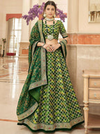 Tulsi Art Marvelous Green Embroidered Art Silk Engagement Wear Lehenga Choli | Grocsy