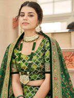 Tulsi Art Marvelous Green Embroidered Art Silk Engagement Wear Lehenga Choli | Grocsy
