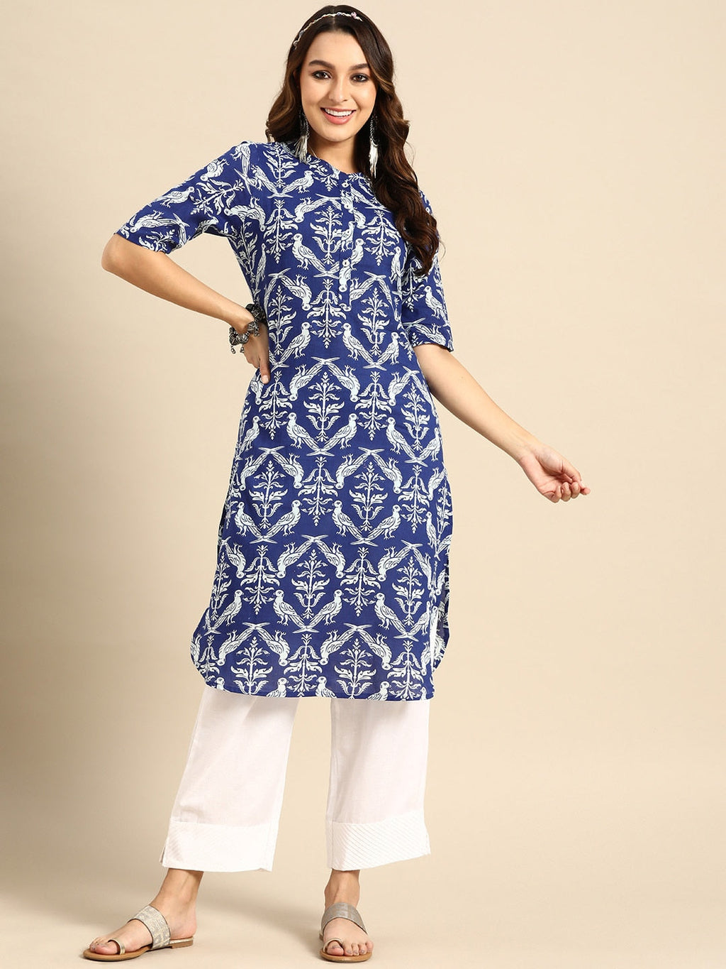 Sangria Ethnic Motif Printed Kurta | Grocsy