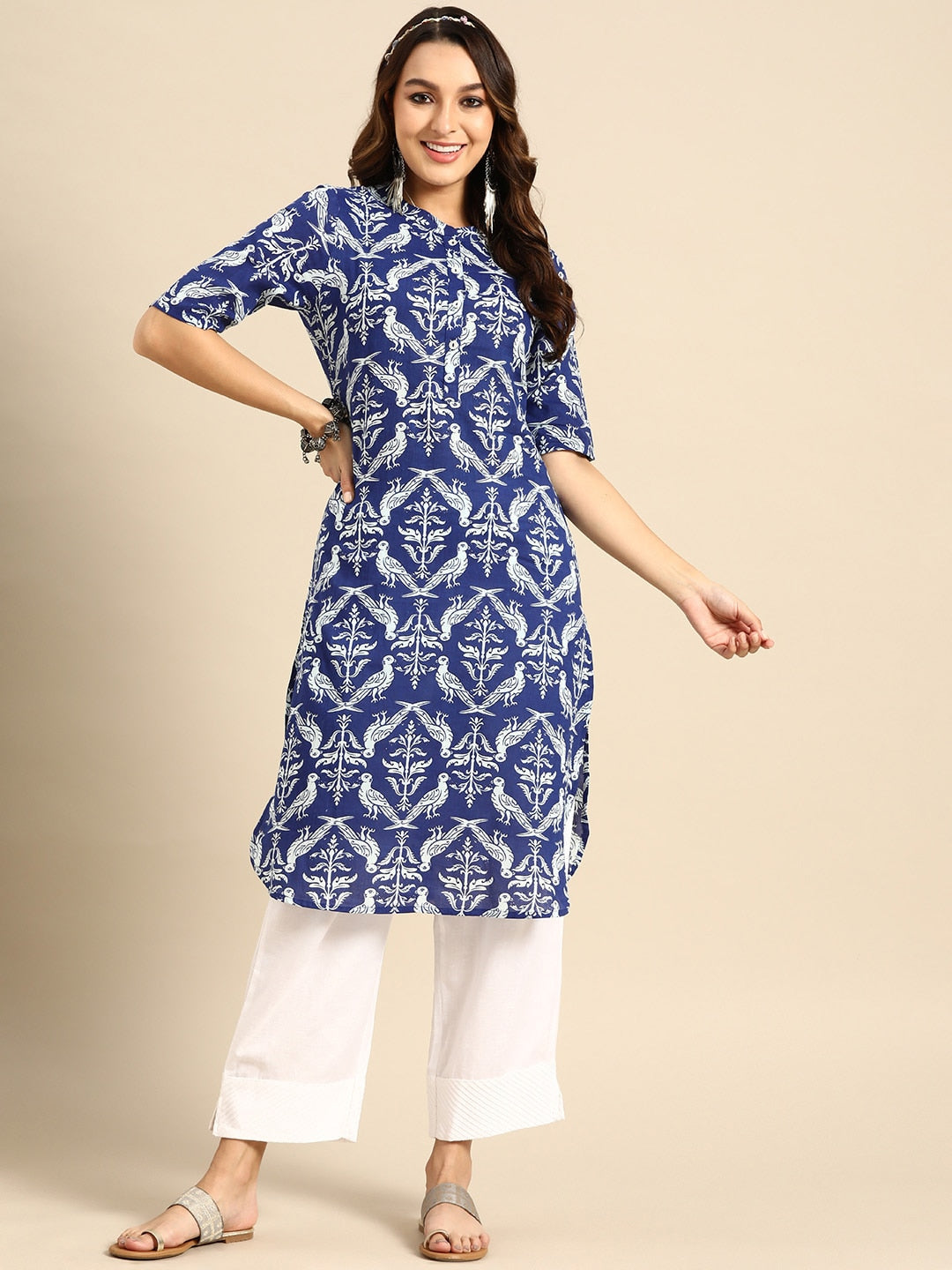 Sangria Ethnic Motif Printed Kurta | Grocsy