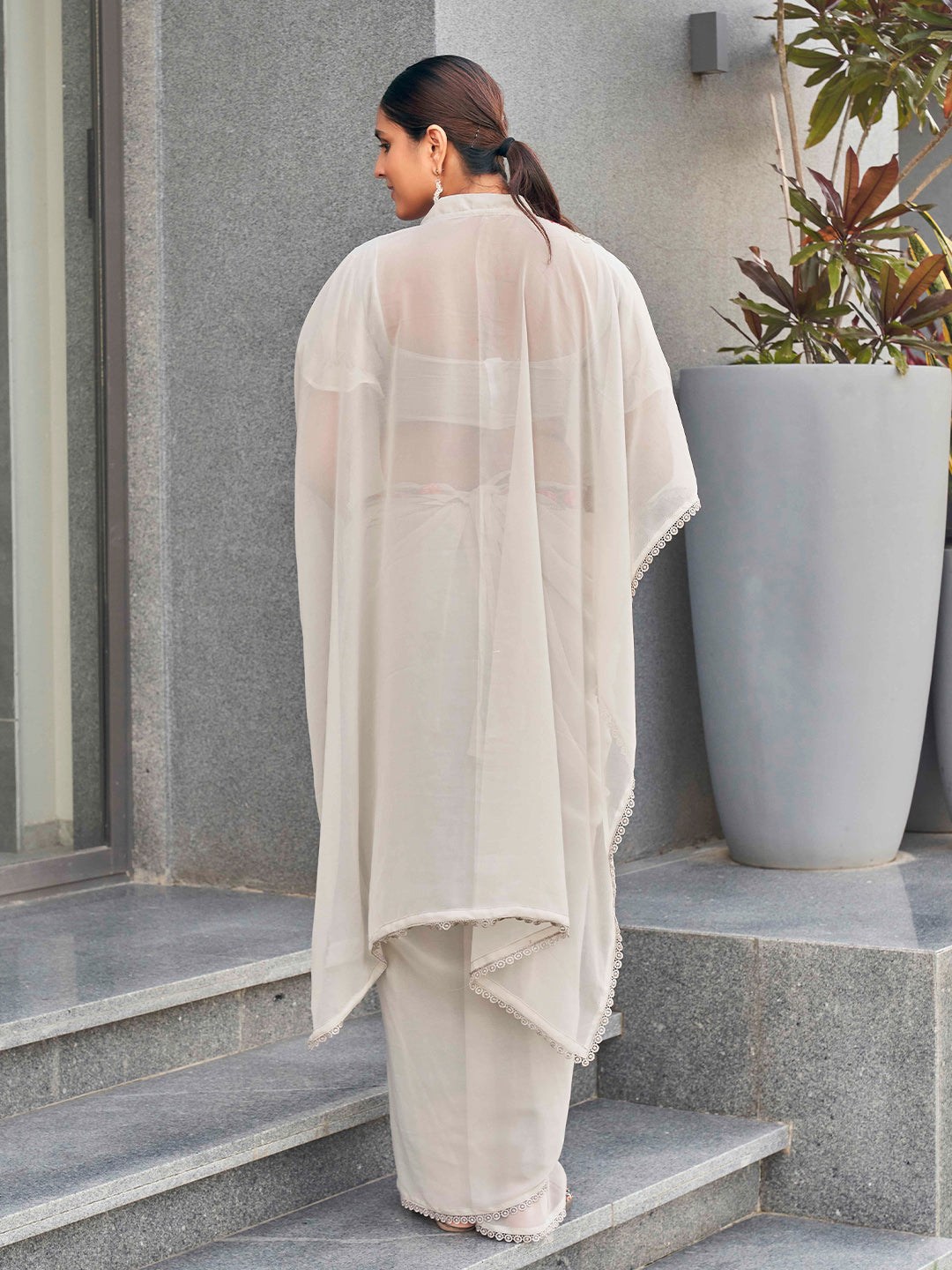 Tikhi Imli Embroidered Kaftan Saree With Belt | Grocsy