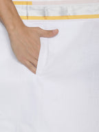 Sethukrishna Men White Solid Double Layer Readymade Pocket Dhoti | Grocsy