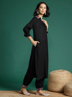 Sangria Embroidered Tassel Detail Kurta with Salwar | Grocsy