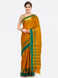 Saree Mall Mustard & Green Silk Cotton Colourblocked Kanjeevaram Saree | Grocsy