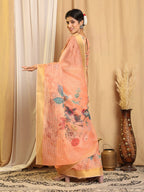 Shivam Fabrics Pink Chanderi Fabric Printed Saree | Grocsy