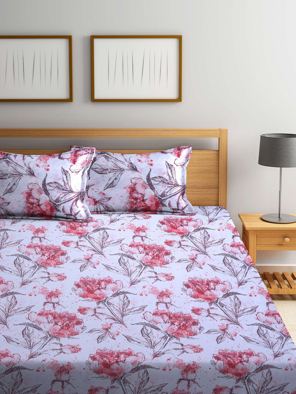 BOMBAY DYEING Floral Printed 100 TC Cotton Queen Bedsheet with 2 Pillow Covers | Grocsy