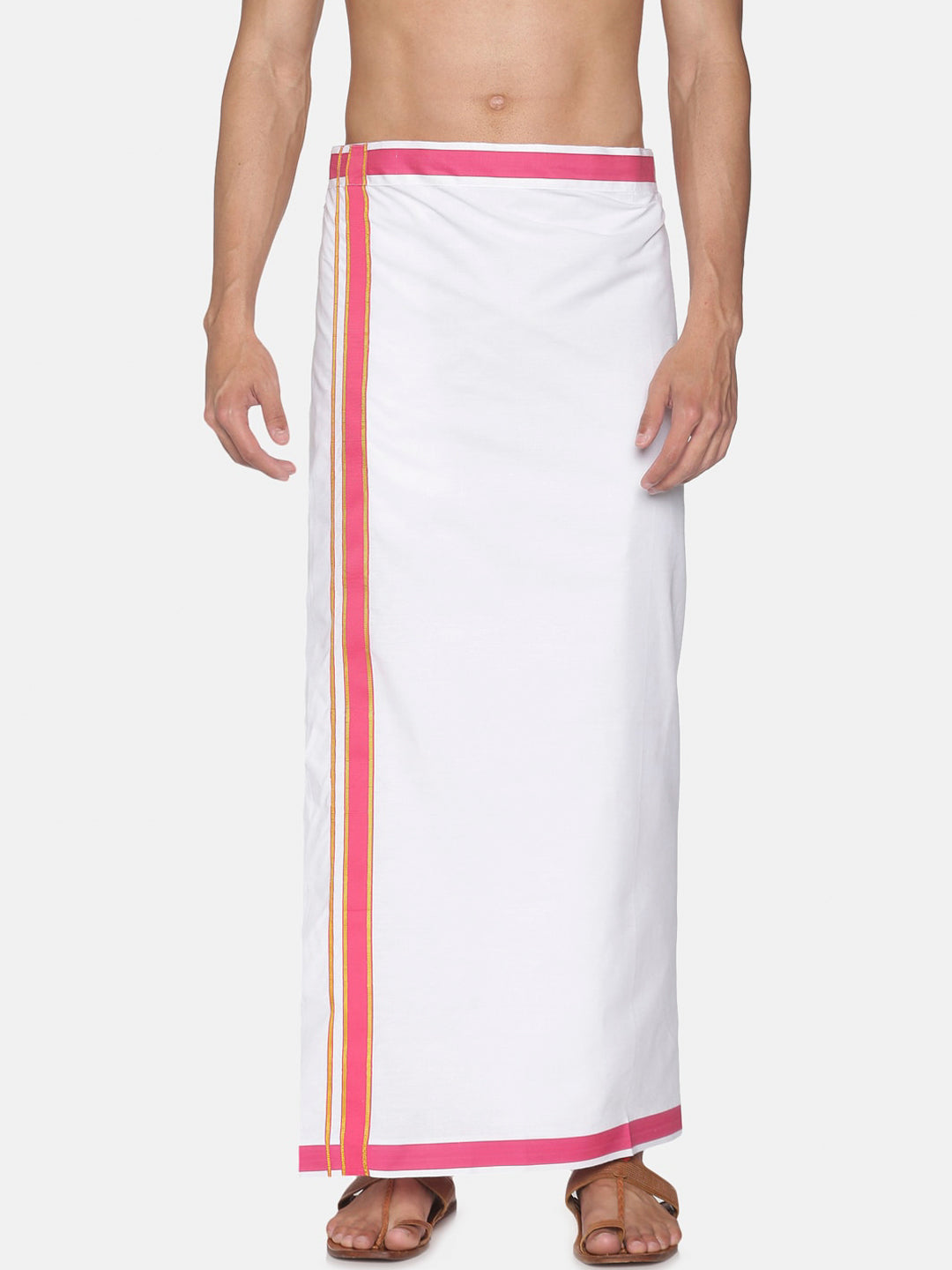 Sethukrishna Men Pack Of 2 White Solid Cotton Readymade Dhoti | Grocsy