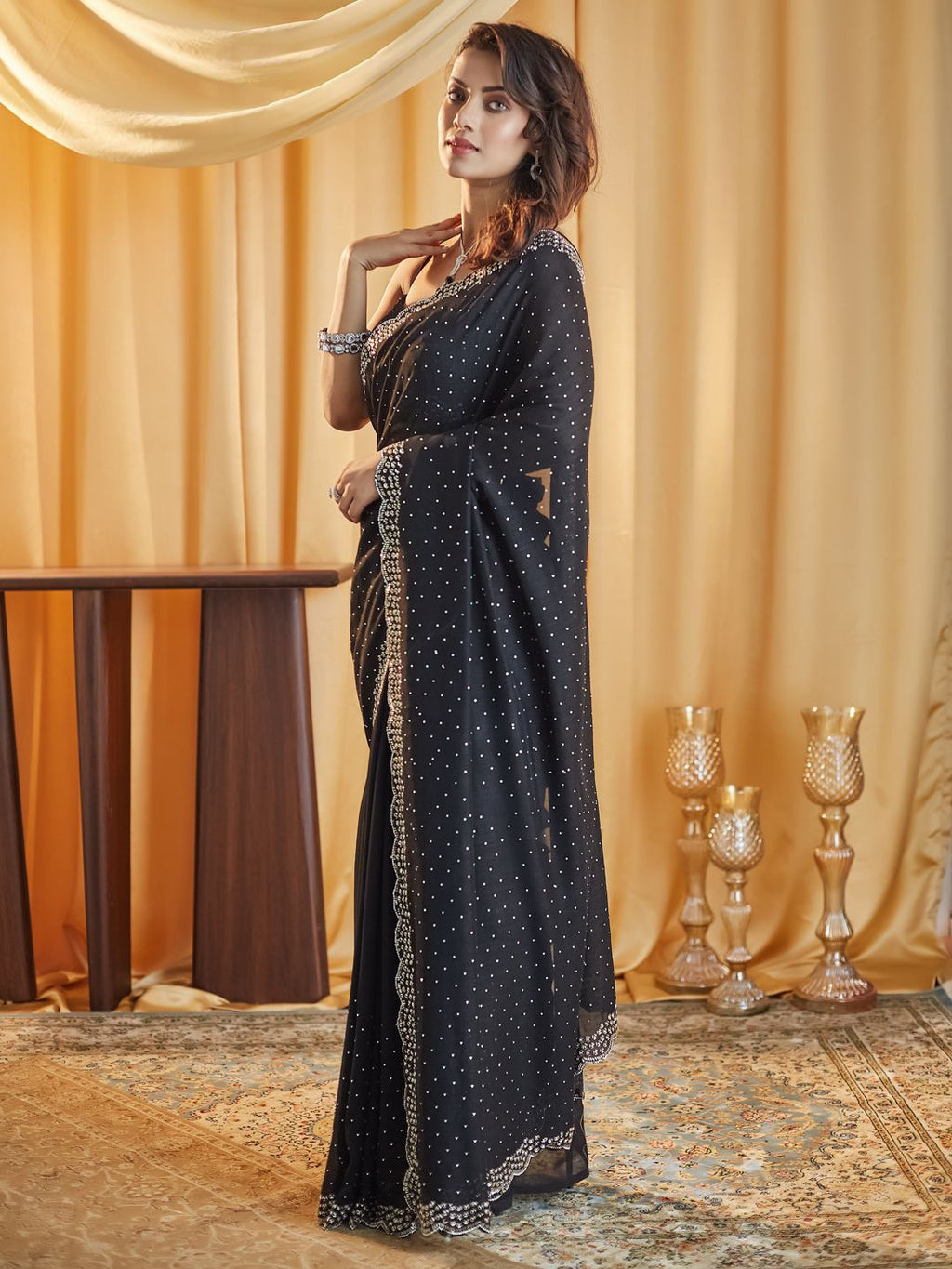kasee Beads and Stones Silk Blend Saree | Grocsy