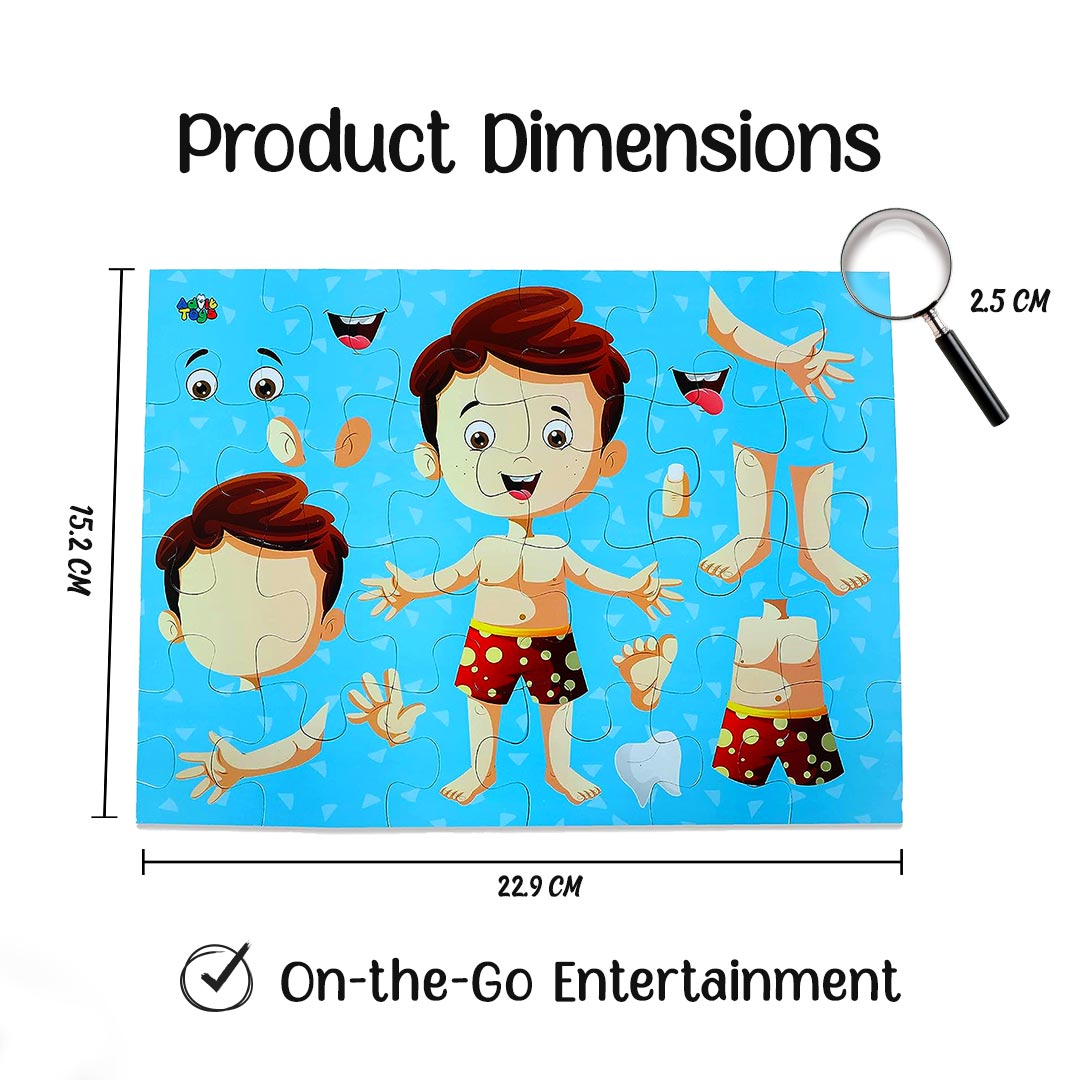 Advit toys Human Body Parts Learning Jigsaw Puzzle for Kids | Educational Human Body Puzzle for Boys & Girls (24 Pieces + Fun Fact Book) | Grocsy