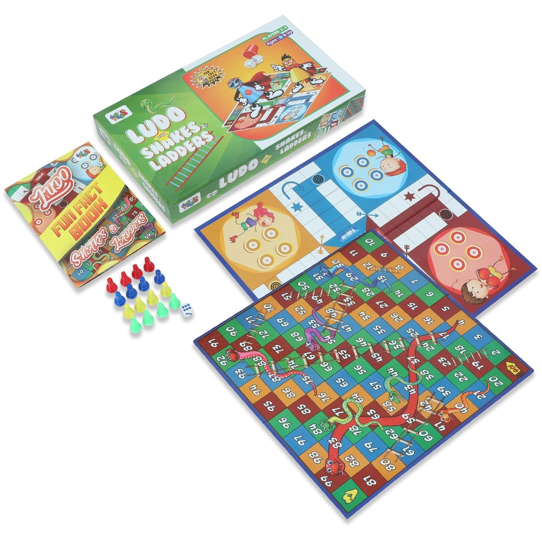 Advit Toys Ludo with Snakes & Ladders 2 in 1 Games for Childrens | Fun Board Game Gift for Kids Age 5+ Years – Multicolour | Grocsy