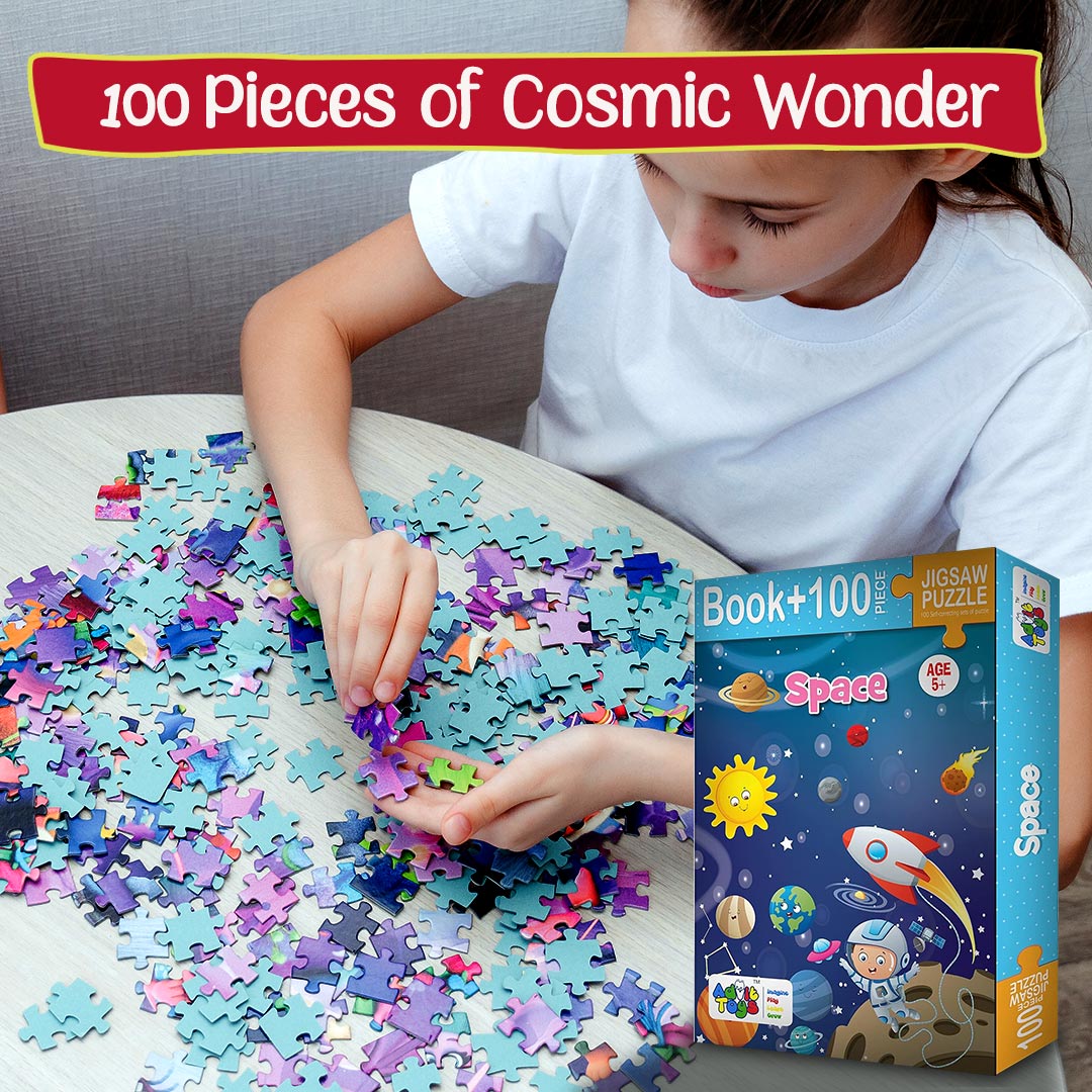 Advit Toys Educational Space Jigsaw Puzzle Game for Kids, Girls & Boys Fun and Learn | Educational Space Puzzle for Learning & Skill Development (100 Pieces + Book Inside) | Grocsy