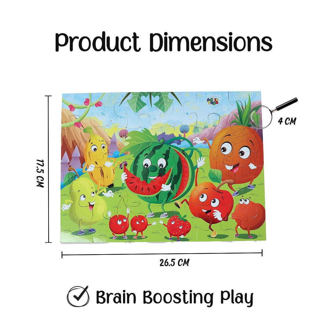 Advit Toys Fruit Jigsaw Puzzles for Kids for Ages 2-5 Puzzle | Preschool Fruit Learning Puzzle for Kids (24 Pieces + Fun Fact Book) | Grocsy