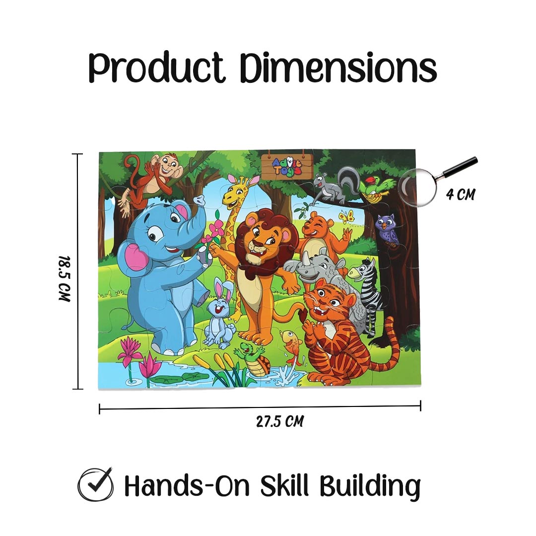 Advit Toys The Jungle Story - Jigsaw Puzzle | Educational Learning Puzzle Gift for Kids (24 Pieces + Fun Fact Book) | Grocsy