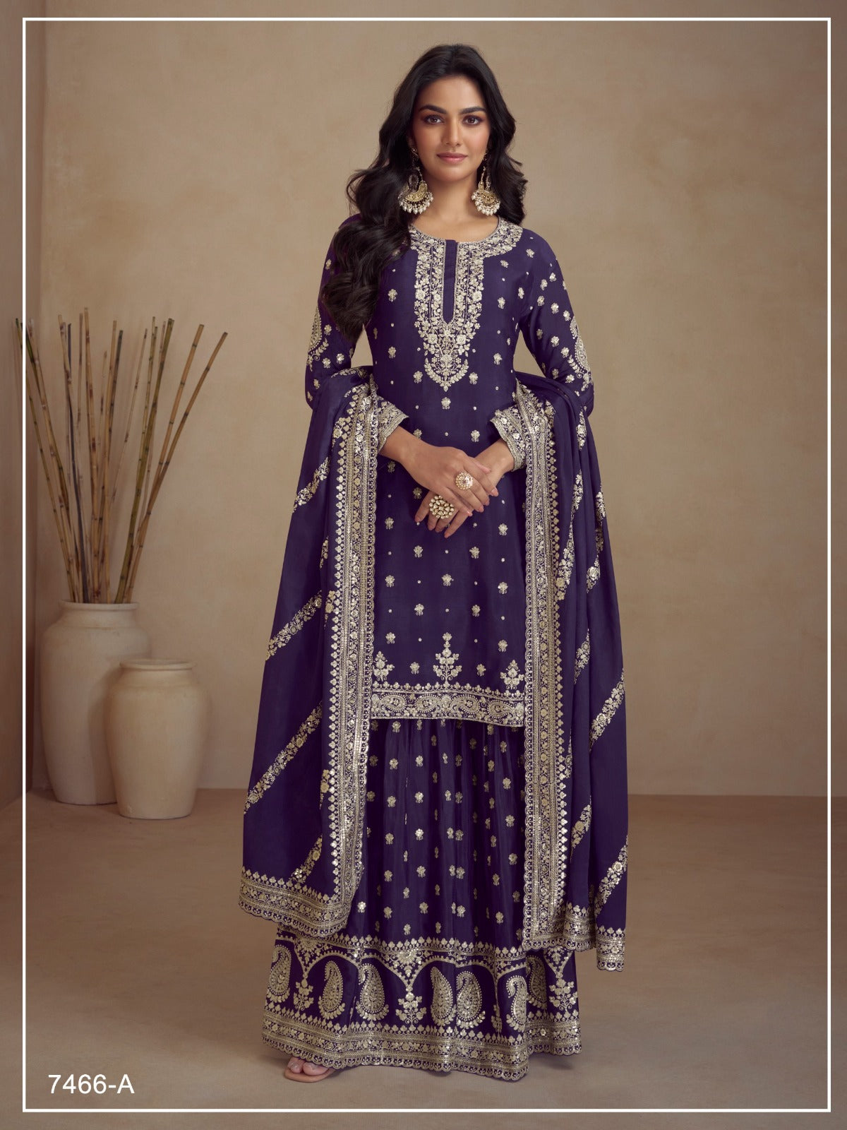 Anaita Violet Heavy Vichitra Silk Suit With Sequence & Multi Work | Grocsy