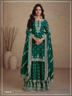 Anaita Green Heavy Vichitra Silk Suit With Sequence & Multi Work | Grocsy