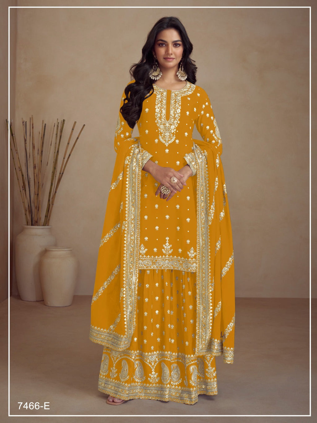Anaita Yellow Heavy Vichitra Silk Suit With Sequence & Multi Work | Grocsy