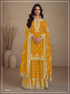 Anaita Yellow Heavy Vichitra Silk Suit With Sequence & Multi Work | Grocsy