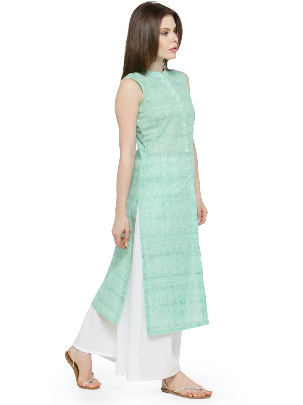 Jompers Women's Green Solid Straight Kurta | Grocsy