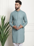 Sojanya Woven Design Mandarin Collar Straight Cotton Kurta | Grocsy