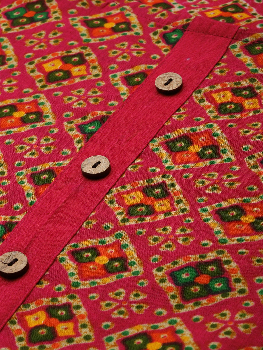 Sangria Women Pink & Green Pure Cotton Bandhani Printed Kurta | Grocsy