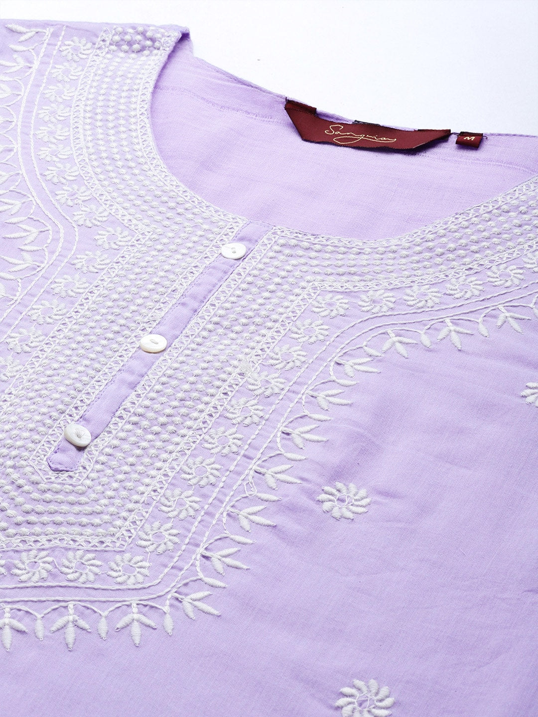 Sangria Women Floral Embroidered Pure Cotton Kurta with Trousers & With Dupatta | Grocsy