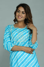 Alvano Women's Stylish Cotton Blend Laheriya Kurti | Grocsy
