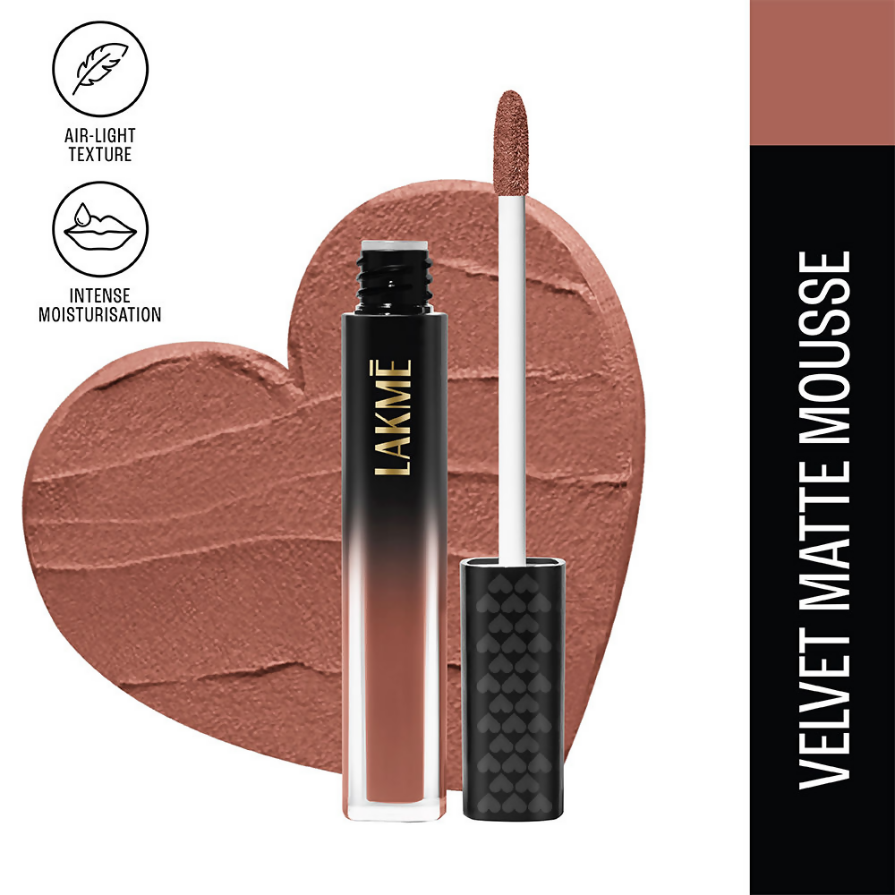 Lakme Xtraordin-Airy Velvet Matte Lip Mousse - Bare Nude | Grocsy