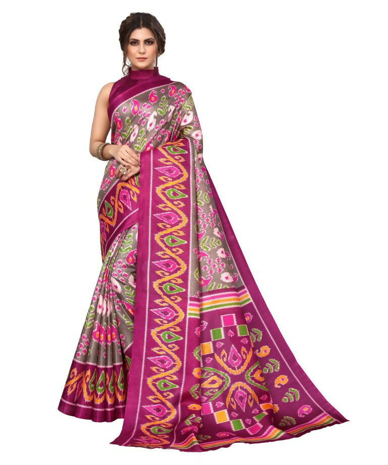 Vamika Purple Printed Art Silk Saree | Grocsy