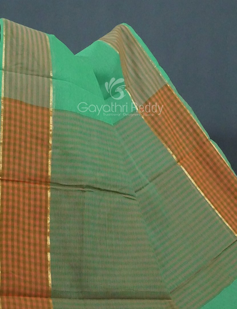 Multi Shades of Rama Green Pure Mangalgiri Cotton By Gayathri Reddy Designer Studio | Grocsy