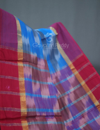 Dual Shades of Sky Blue And Maroon Mangalagiri Ikkat Cotton Saree By Gayathri Reddy Designer Studio | Grocsy