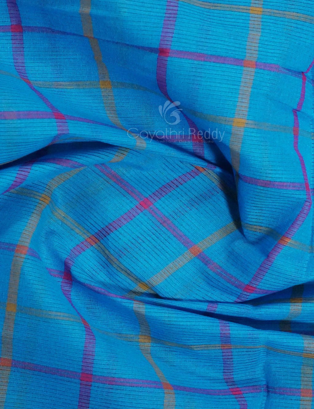 Dual Shade of Sky Blue And Purple Pure Mangalgiri Cotton By Gayathri Reddy Designer Studio | Grocsy
