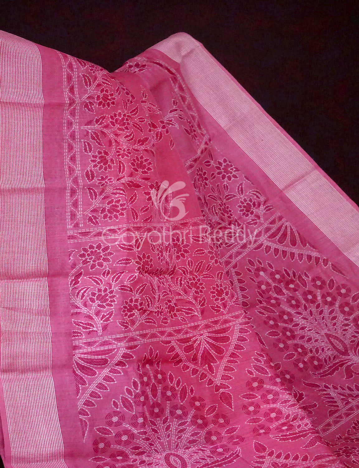 Pink Colour Printed Design Semi Chanderi Office/Regular Wear By Gayathri Reddy Designer Studio | Grocsy