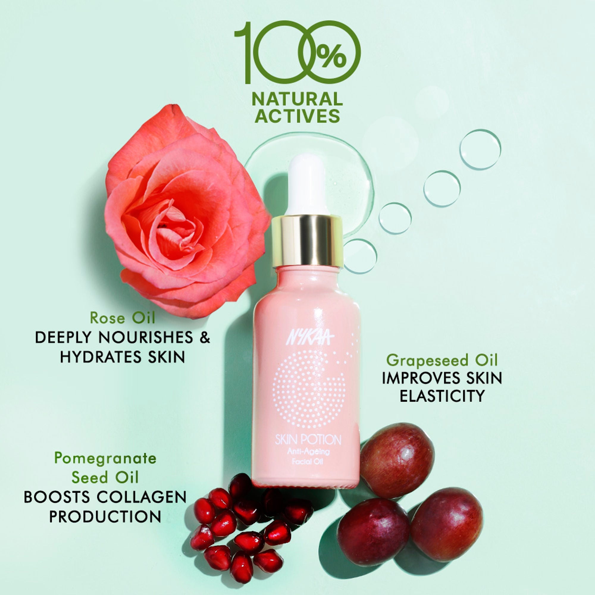 Nykaa Naturals Anti-Ageing Serum with Pomegranate & Marula Oil for Nourished skin and Collagen Boost | Grocsy