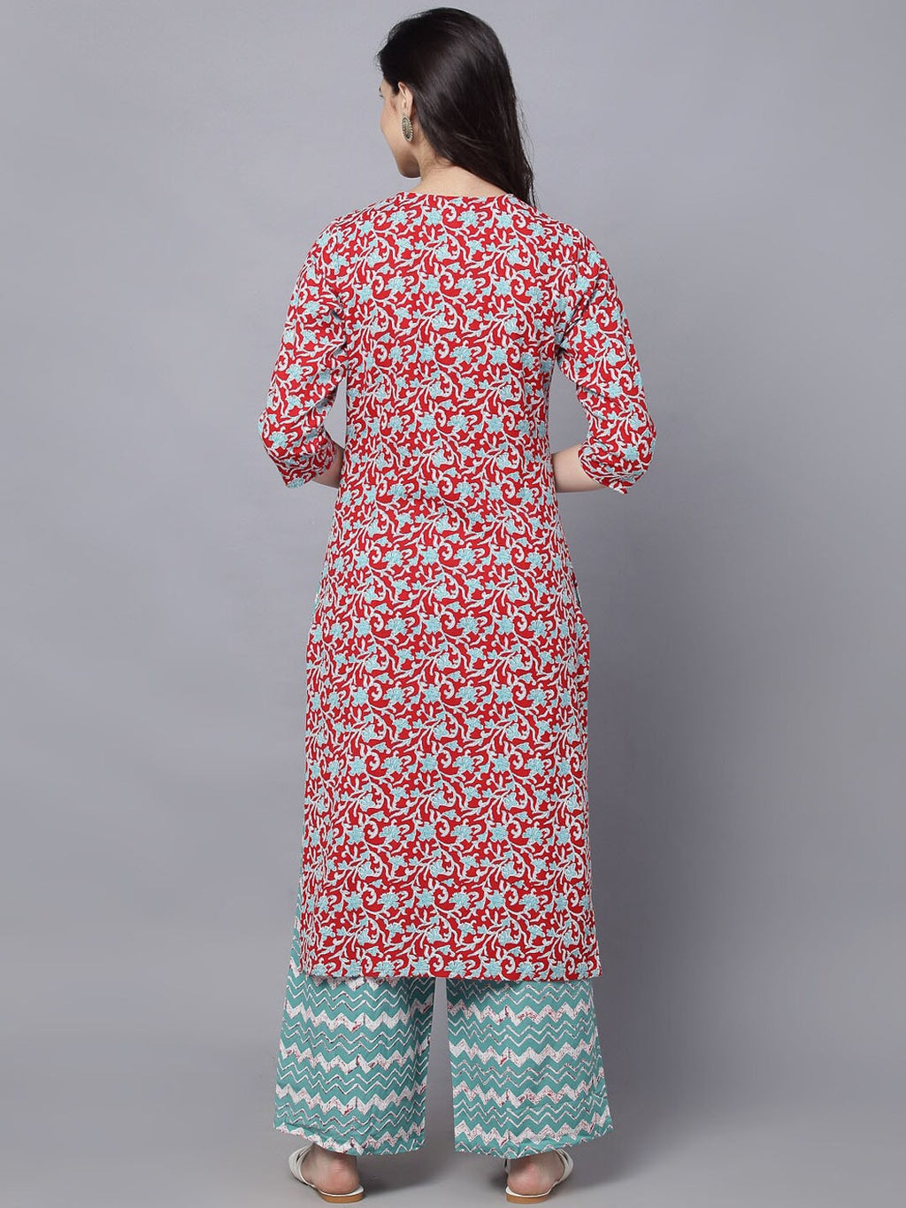 HERE&NOW Women Maroon Printed Kurta With Palazzos | Grocsy