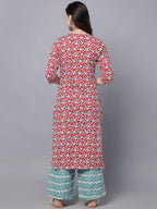 HERE&NOW Women Maroon Printed Kurta With Palazzos | Grocsy