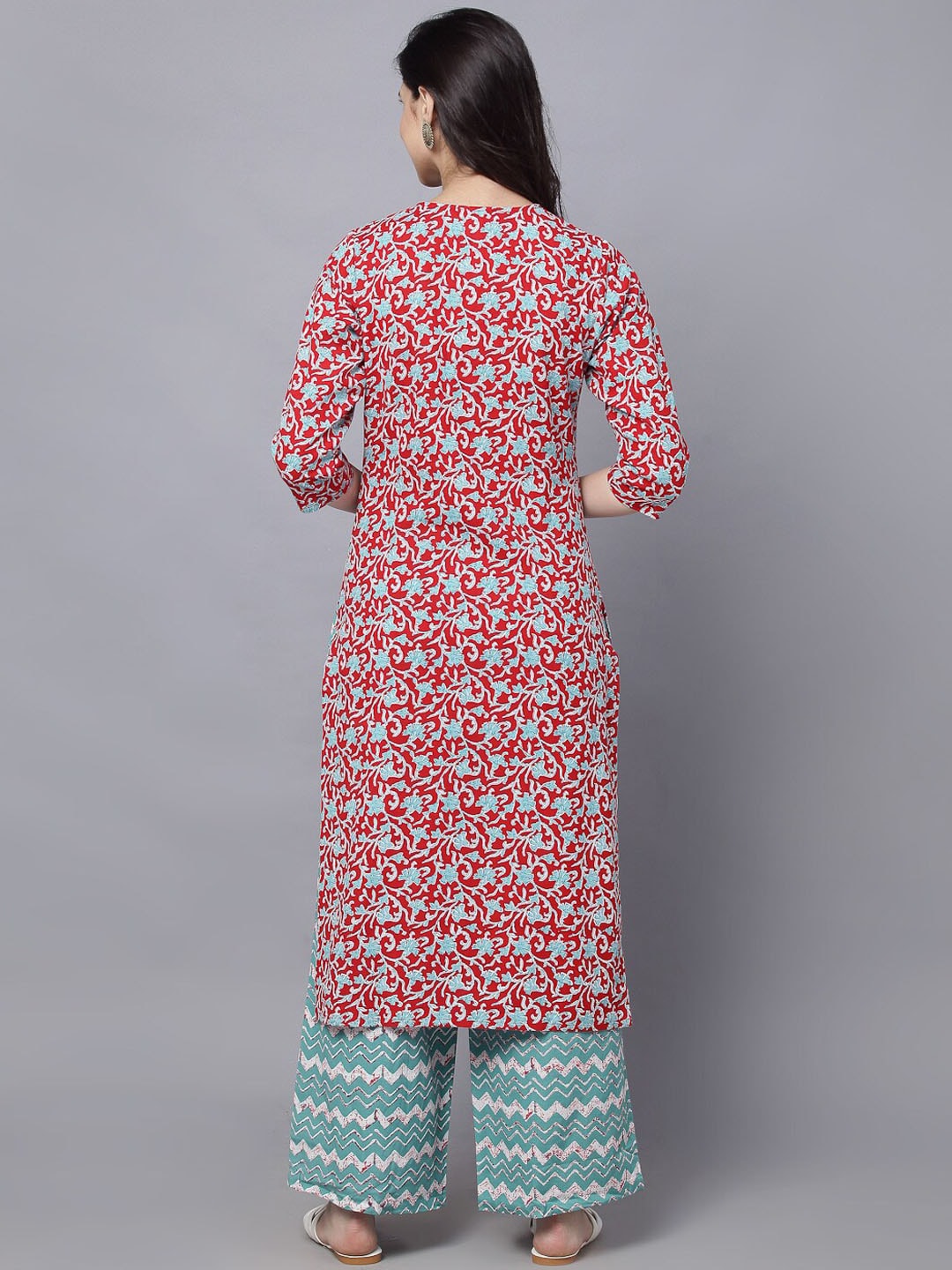 HERE&NOW Women Maroon Printed Kurta With Palazzos | Grocsy